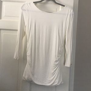 White House black market ruched white top, size S
